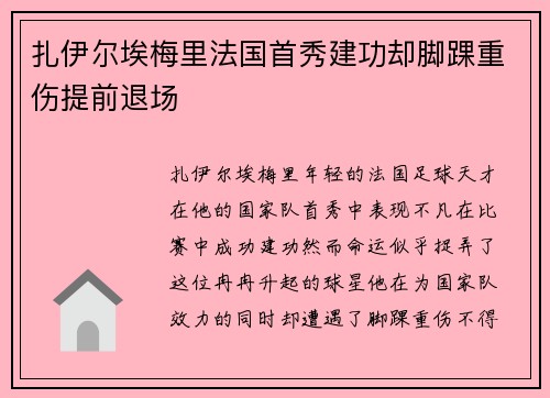 扎伊尔埃梅里法国首秀建功却脚踝重伤提前退场 扎伊尔埃梅里法国首秀建功却脚踝重伤提前退场